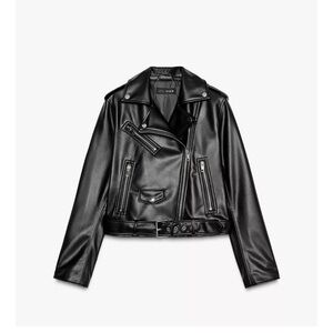 Zara FAUX LEATHER BIKER JACKET